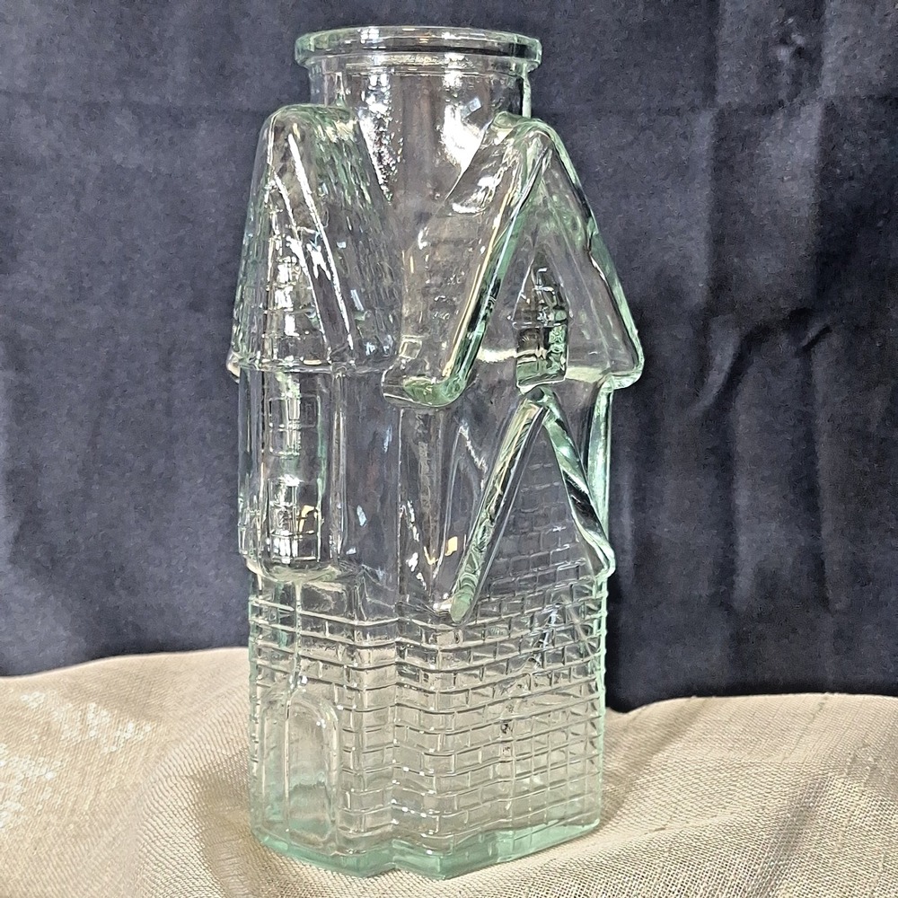 Glass Jar Victorian Haunted House Castle Decanter Art Glass Bottle Spooky Decor